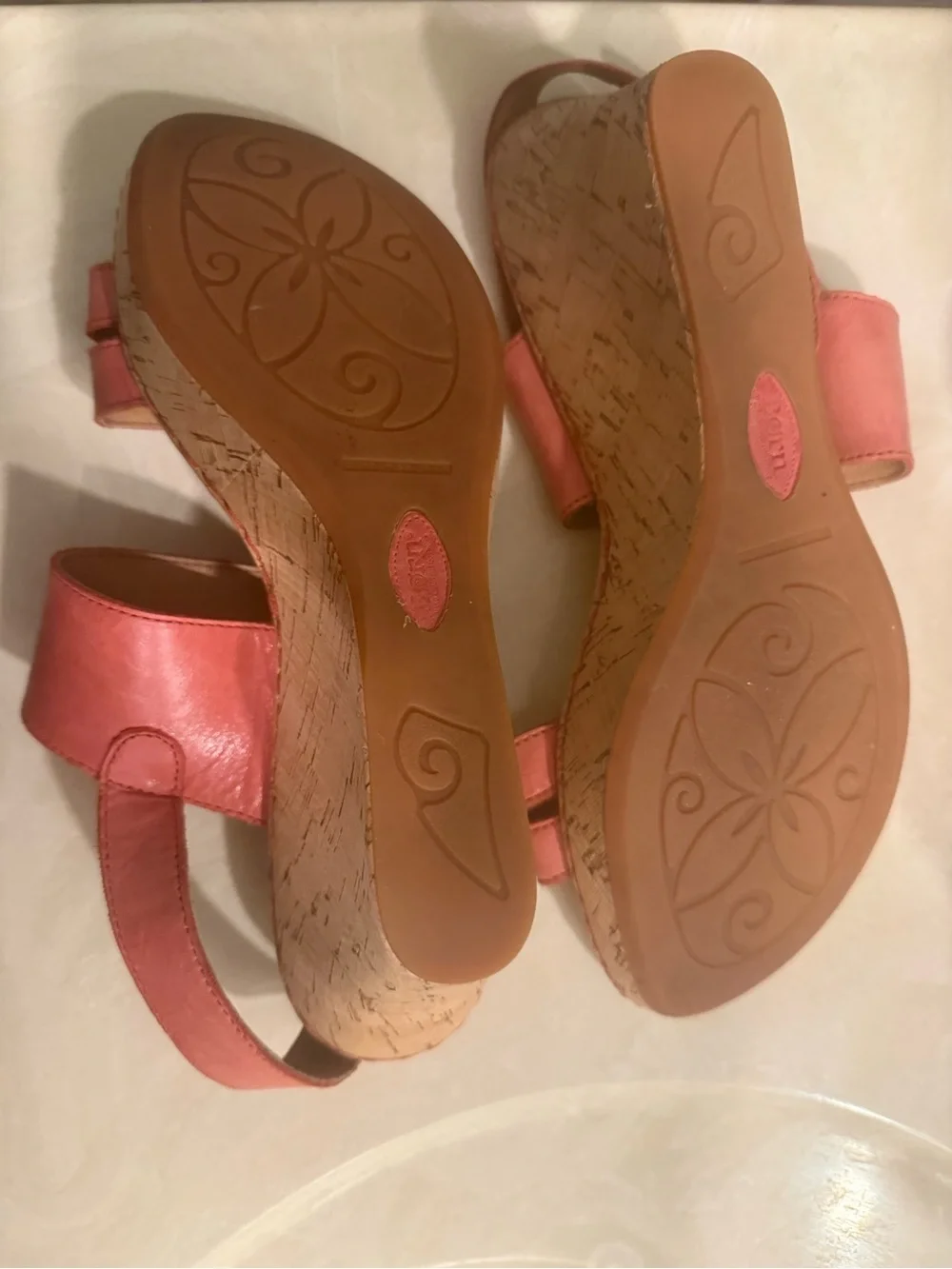 Born Coral Pink Leather Two-Strap Slingback Sandals